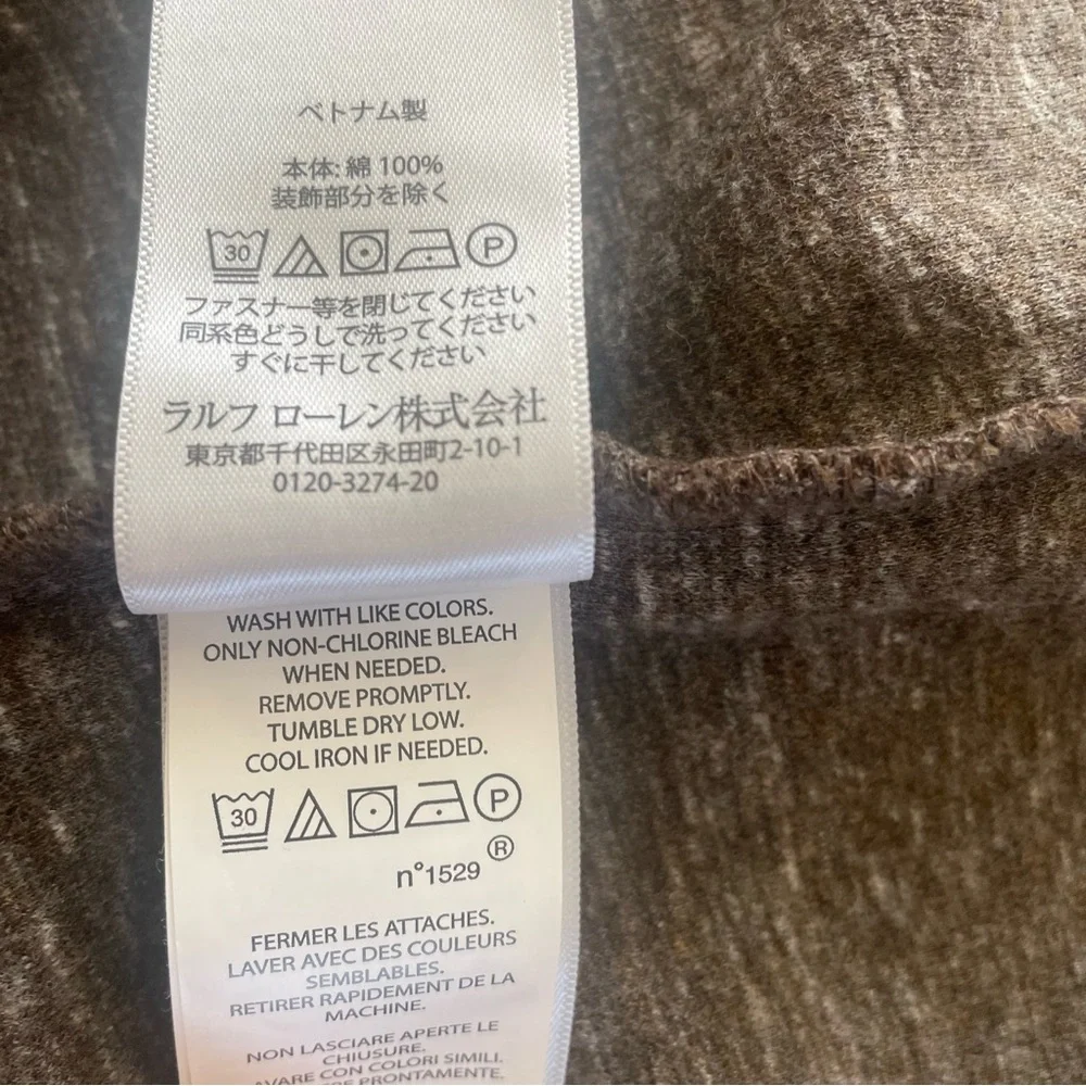 Ralph Lauren Polo Half Zip Light Brown Tan Mens Sweater Lg